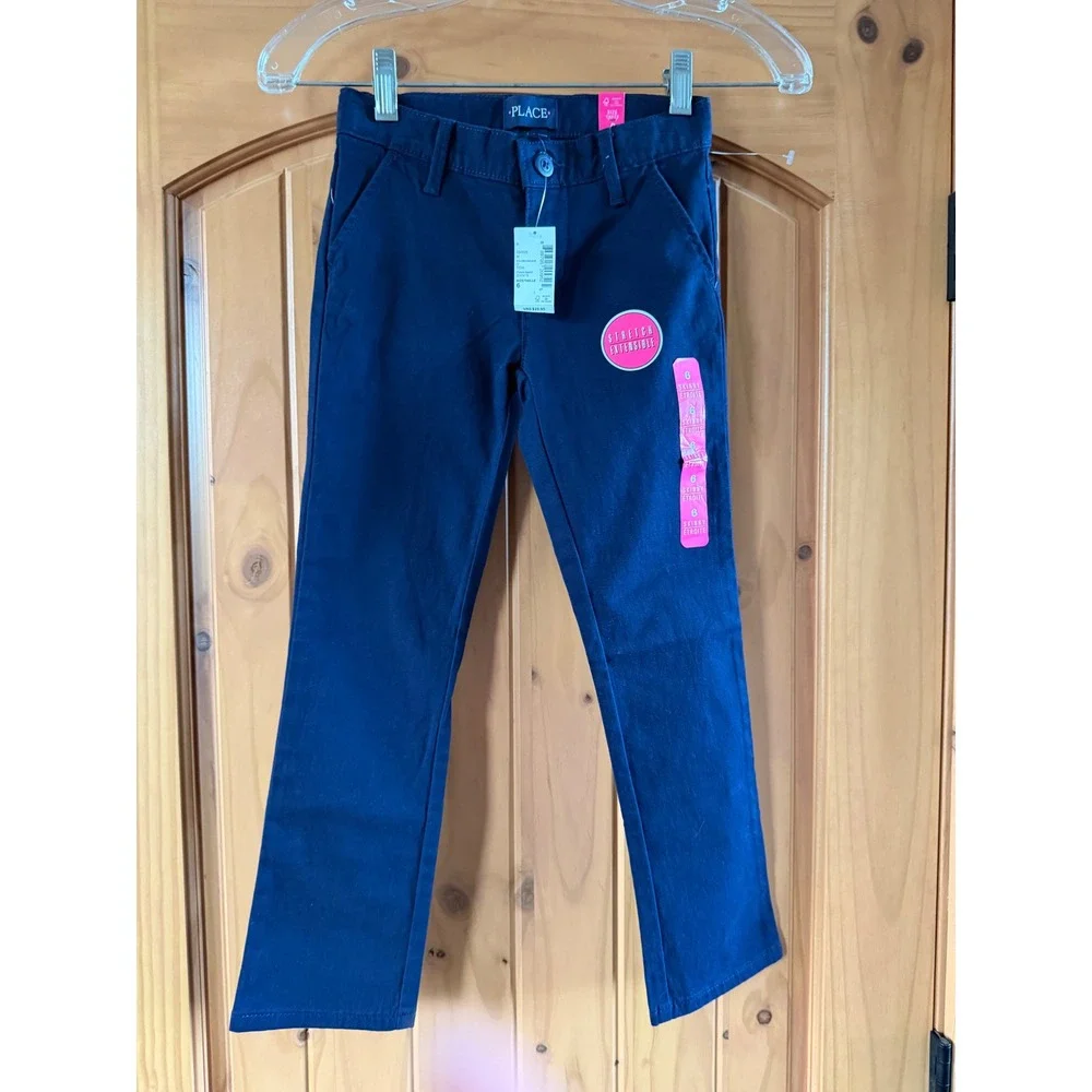 The Children's Place Boys Skinny Chino Pants Navy Blue Tidal Size 6 NWT *Read
